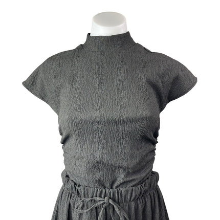 Zara Women's Gray Mock Neck Short Sleeve Top & Wide Tapered Pants Matching Set S