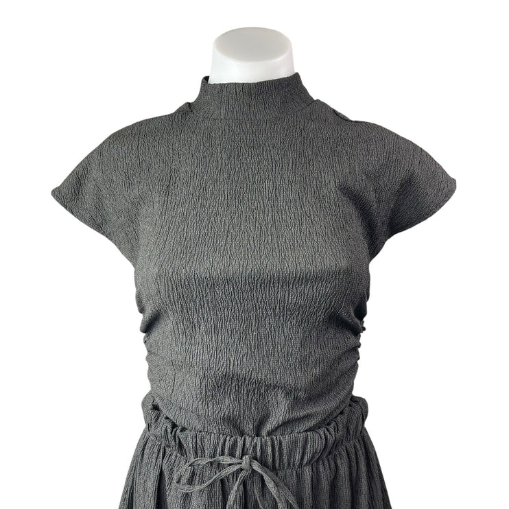 Zara Women's Gray Mock Neck Short Sleeve Top & Wide Tapered Pants Matching Set S