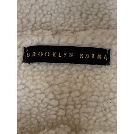 Brooklyn Karma Women's White Ivory Faux Sherpa Zip Aviator Coat Jacket Size M