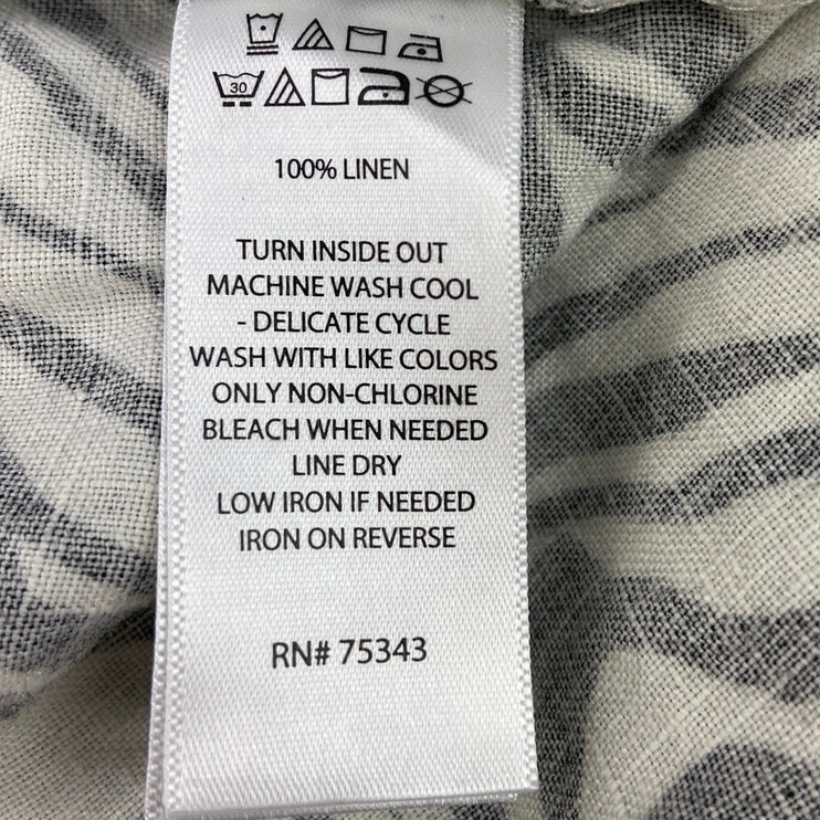 Cynthia Rowley Black White Linen Zebra Animal Print Drawstring Shorts Size 2X