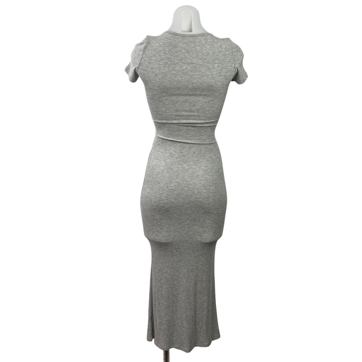Aritzia The Group Babaton Heather Gray Short Sleeve Knit Maxi Bodycon Dress XS