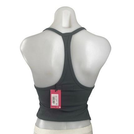 NEW Edikted Dark Gray Scoop Neck Racerback Party Yoga Stretch Crop Top Size XS