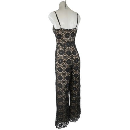 Ark & Co. Black Nude Lace Spaghetti Strap V-neck Cami Camisole Romper Jumpsuit S