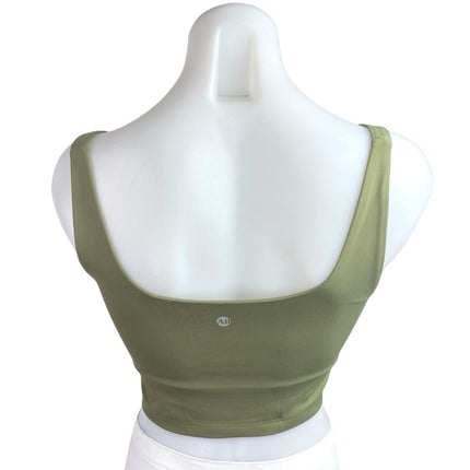 All Access Women's Green Sleeveless Square Neck Cami Sports Bra Crop Tank Top S