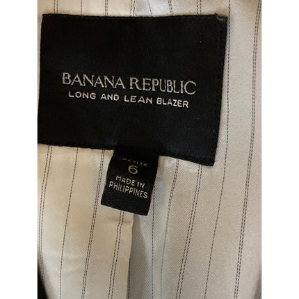 Banana Republic Long & Lean Black Button Long Sleeve Blazer Coat Jacket Size 6