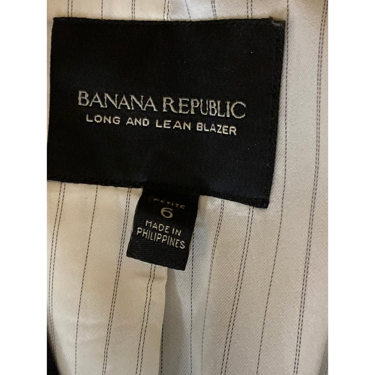 Banana Republic Long & Lean Black Button Long Sleeve Blazer Coat Jacket Size 6