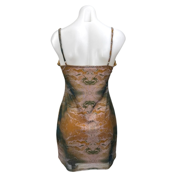 Le Lis Multicolor Sleeveless Keyhole Marble Print Cami Mini Bodycon Tank Size M