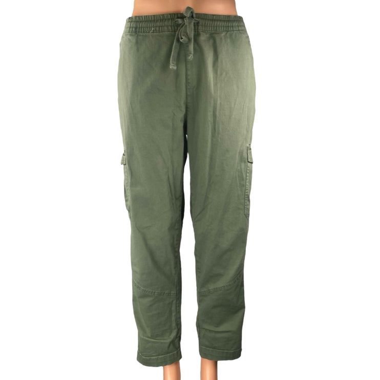 Cotton On Green Straight Leg Elastic Waist Drawstring Trousers Cargo Pants Sz 10