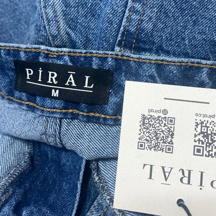NEW Piral Women's Blue High Waisted Straight Bootcut Slit Denim Jeans Size M