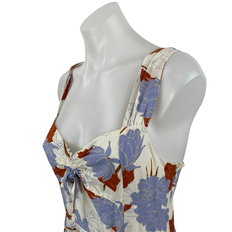 L Space Multicolor Floral Tie Sleeveless Sweetheart Smocked A Line Mini Dress M