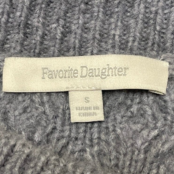 Favorite Daughter Women's Gray Wool Long Sleeve Cable Knit Crew Sweater Size S