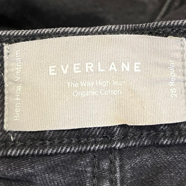 Everlane Way High Women's Black Wash High Rise Raw Hem Straight Denim Jeans 28