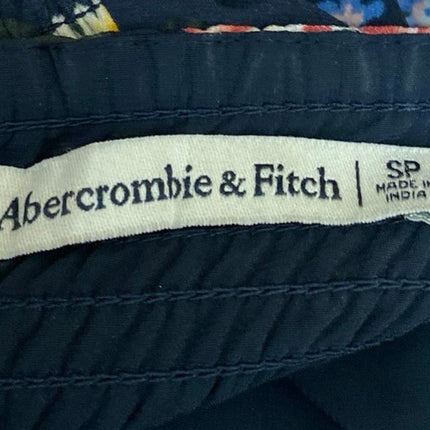 Abercrombie & Fitch Blue Floral Long Puff Sleeve Lace Up A Line Mini Dress Sz S