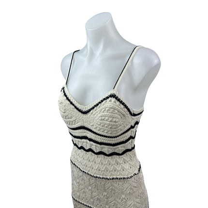 Zara Women's Geometric Crochet Knit Sleeveless Midi Cami Tank Bodycon Dress Sz M