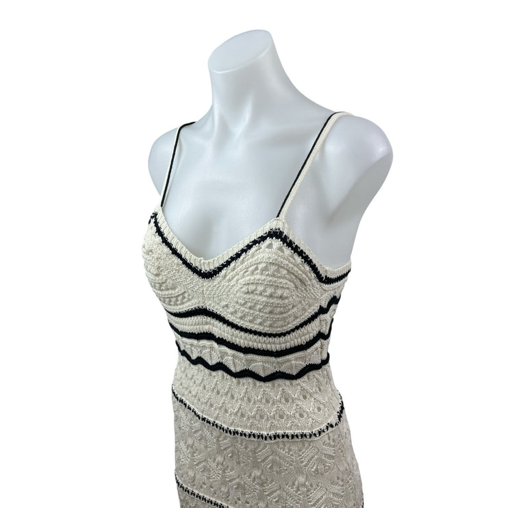 Zara Women's Geometric Crochet Knit Sleeveless Midi Cami Tank Bodycon Dress Sz M