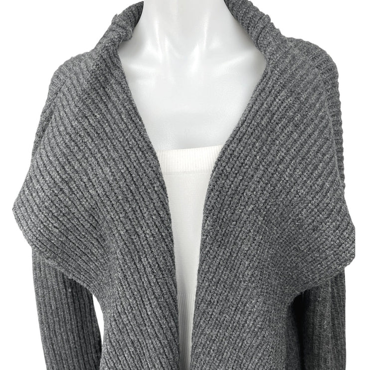 James Perse Gray Wool Alpaca Chunky Knit Draped Oversized Cardigan Sweater Top 3