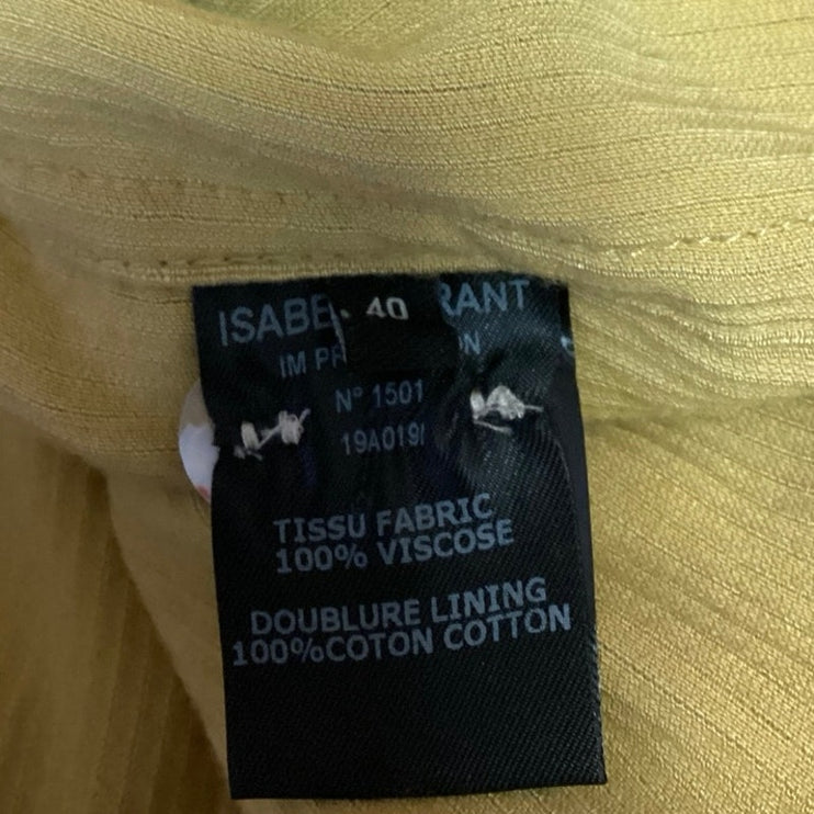 Isabel Marant Fanao Yellow Gold Corduroy Velvet Long Sleeve Button Up Shirt Top