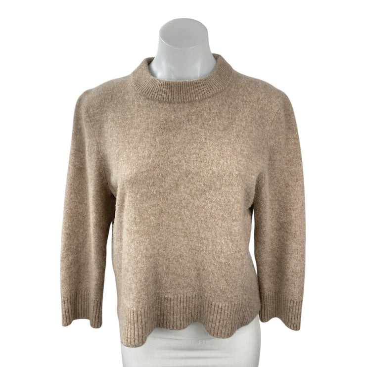 Quince 100% Cashmere Womens Beige Mock Neck Long Sleeve Sweatshirt Sweater Top S