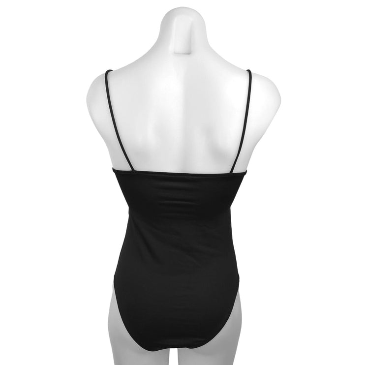 ZARA Women's Black Spaghetti Strap Square Neck Hips Cut One Piece Bodysuit Sz M