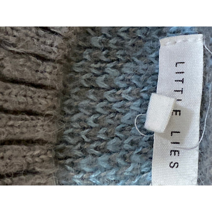Little Lies Stripe Sia Gray Blue Wool Crew Neck Long Sleeve Sweater Top Size S/M