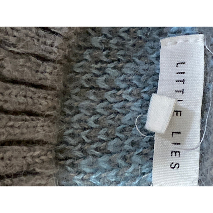 Little Lies Stripe Sia Gray Blue Wool Crew Neck Long Sleeve Sweater Top Size S/M
