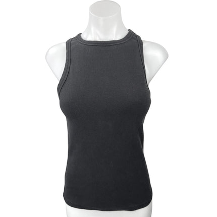 Agolde Black Boat Neck Sleeveless Stretch Casual Basic Rib Tank Top Size L