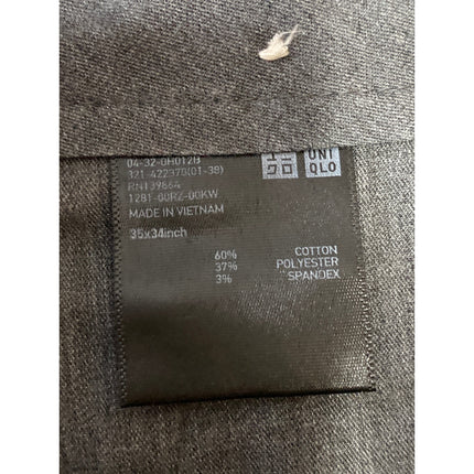 Uniqlo Men's Gray High Rise Slim Straight Leg Chino Khaki Trousers Pants 35x34