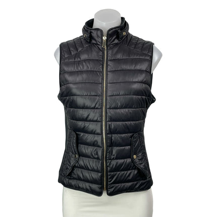 Love Tree Women's Black Sleeveless Quilted Full Zip Puffer Vest Coat Jacket Sz M
