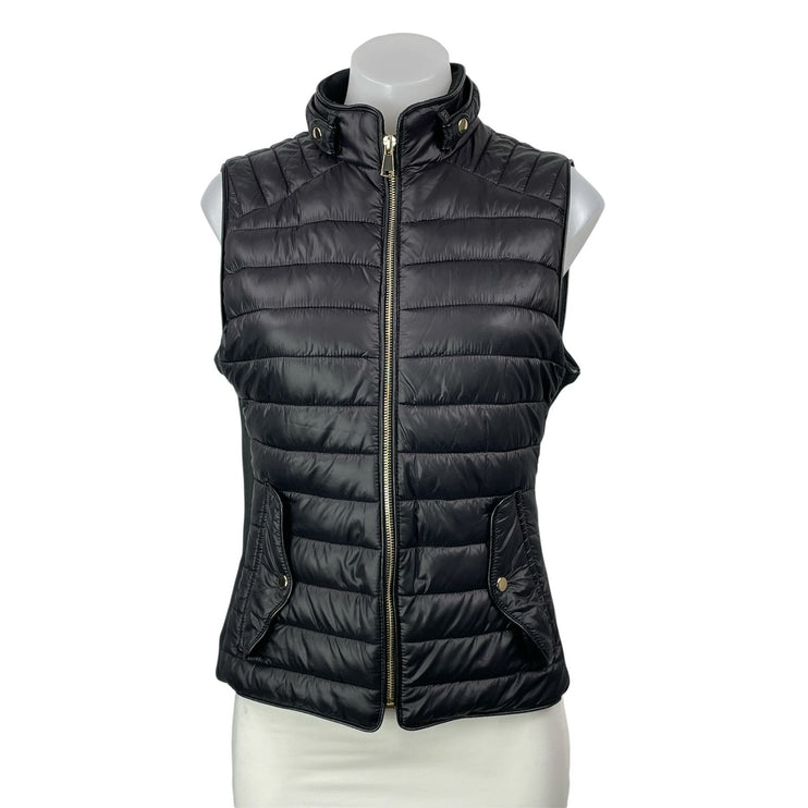 Love Tree Women's Black Sleeveless Quilted Full Zip Puffer Vest Coat Jacket Sz M