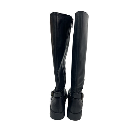 Cole Haan Women's Black Leather Belted Round Toe Knee High Riding Boots Size 6B