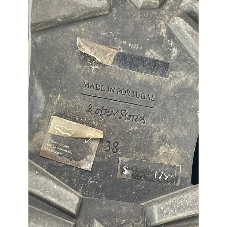 & Other Stories Women's Black Round Toe Chunky Block Heel Chelsea Boots 38 US 7