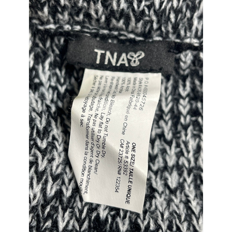 Aritzia TNA Black Marled Knit Cozy Cable Wrap Winter Infinity Neck Scarf OS