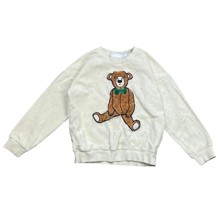 Mini Rodini Kids Cream Teddy Bear Patch Crew Neck Long Sleeve Sweater Top 8-9YO
