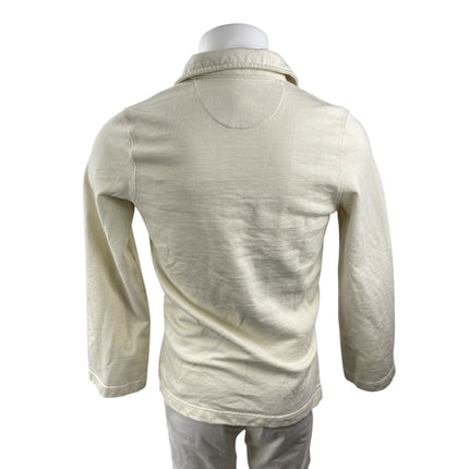 DL1961 Men Cream Beige Long Sleeve V Neck Collared Sweater Polo Shirt Top Size S