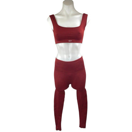 Set Active Women's Red Sports Bra High Waist Leggings Gym Yoga Activewear Set S
