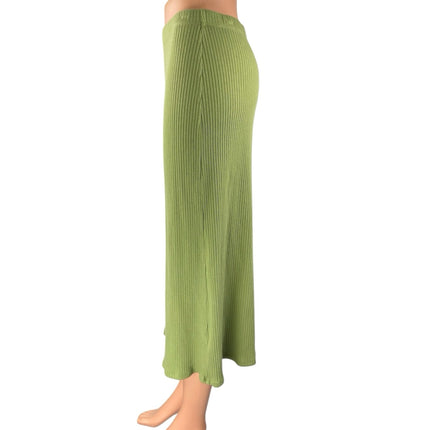 Reformation Women's Green Rib Knit Stretch Midi Straight A-line Pencil Skirt L