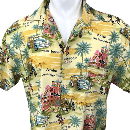 Rima Men's Multicolor Hawaiian Graphic Short Sleeve Button Down Shirt Top Size L