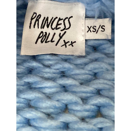 Princess Polly Lester Womens Blue Crochet Long Sleeve Cardigan Sweater Top Sz XS