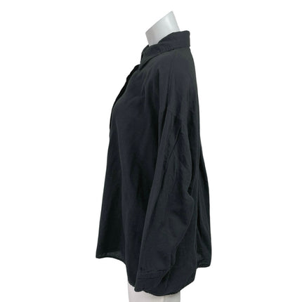 Topshop Womens Black Oversized Relaxed Long Sleeve Boyfriend Button Down Shirt 2