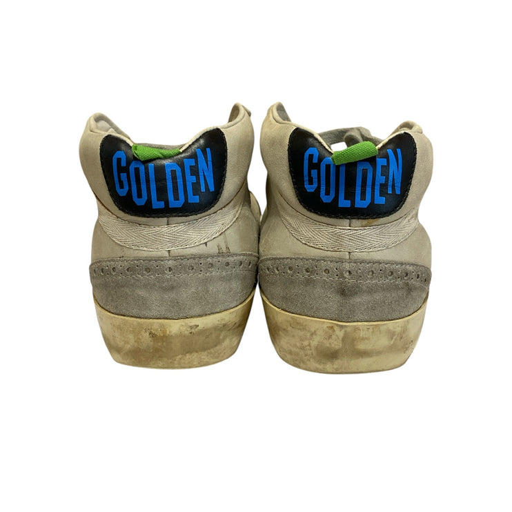 Golden Goose Mid Star Beige Leather Lace Up Round Toe  Mid Top Sneakers Size 7.5