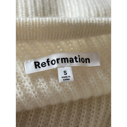 Reformation Cream Cashmere One Shoulder Long Sleeve Rib Knit Sweater Top Size S