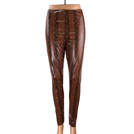 Buddy Love Mila Brown Snakeskin Patent Faux Vegan Leather Skinny Legging Pants M