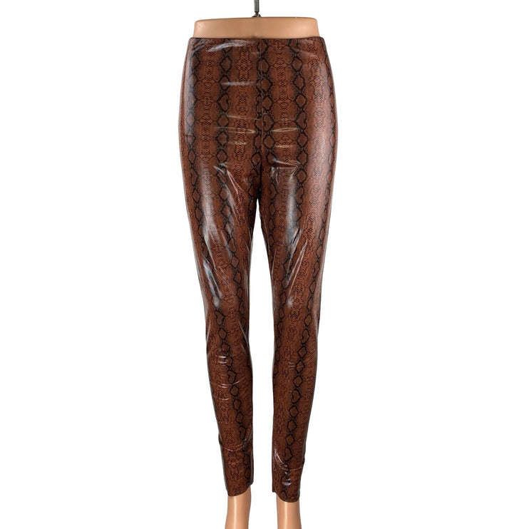 Buddy Love Mila Brown Snakeskin Patent Faux Vegan Leather Skinny Legging Pants M