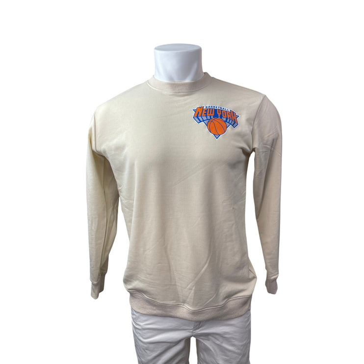 Men's Beige New York Knicks Jalen Brunson 11 NBA Long Sleeve Sweatshirt Top S