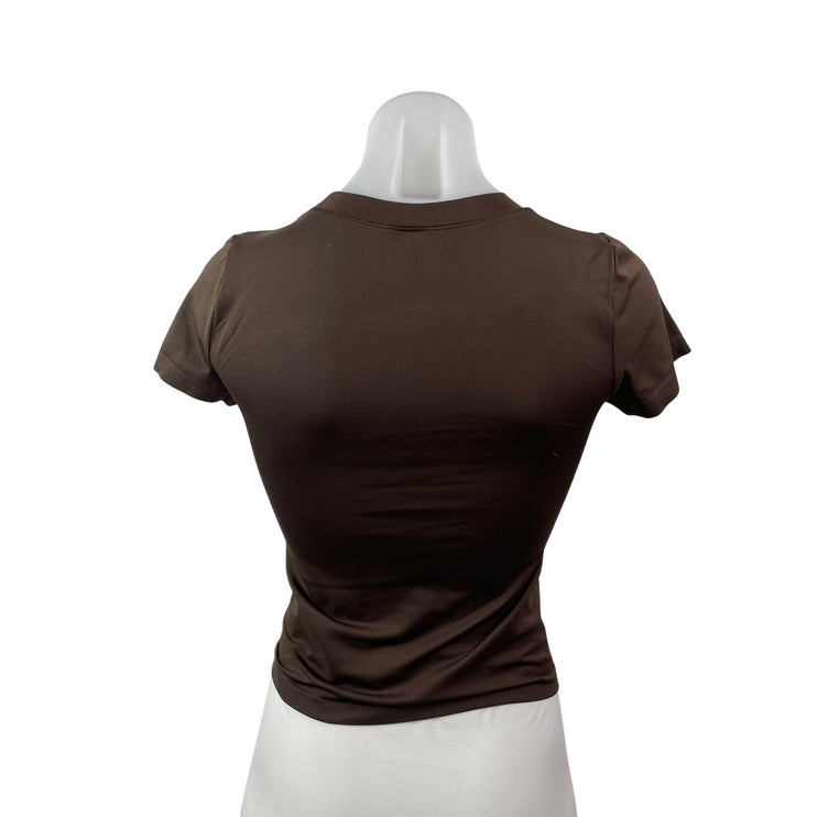 Aritzia Sunday Best Women's Brown Crew Neck Short Sleeve Crop Tee T-shirt Top S