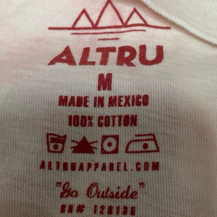 Altru Men's White Red Utopia Tie Dye Short Sleeve Graphic T Shirt Tee Top Size M