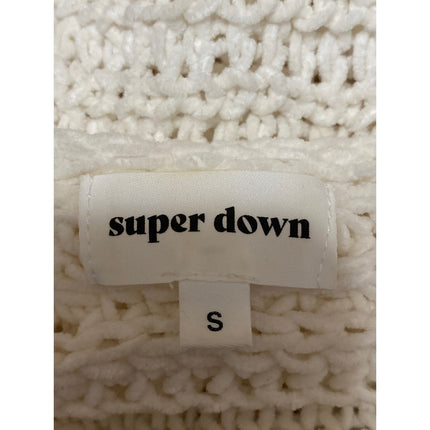 Superdown  Women's Cream White Chunky Knit Batwing Long Sleeve Sweater Top Sz S