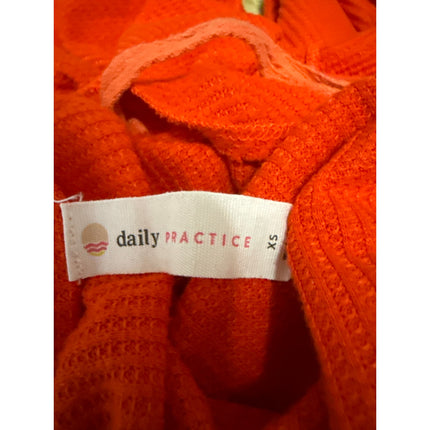Anthropologie Orange Waffle Knit Long Sleeve Pocket Crop Sweater Top Size XS