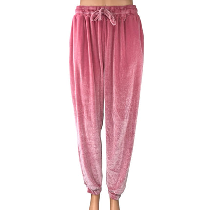 Coolrun Women's Pink Ombre Velour Velvet High Waisted Lounge Sweat Pants Size L