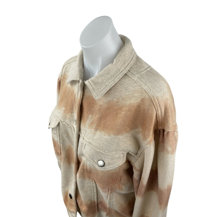 Anthropologie POL Tie Dye Collared Long Sleeve Button Crop Shacket Coat Jacket L